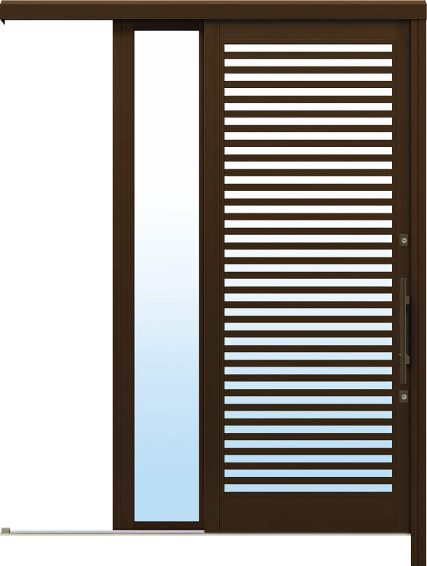 かんたんドアリモ アウトセット玄関引戸 片引込み戸（袖付） 外額縁（小） 伝統和風 A10 B1 外側バーハンドル（ブロンズ）