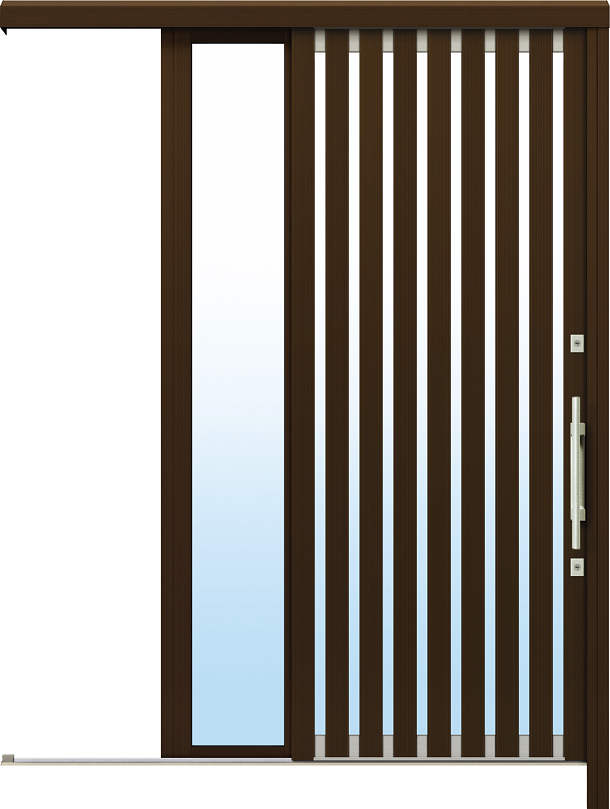 かんたんドアリモ アウトセット玄関引戸 片引込み戸（袖付） 外額縁（小） 現代和風 C01 B1 外側バーハンドル（シルバー）