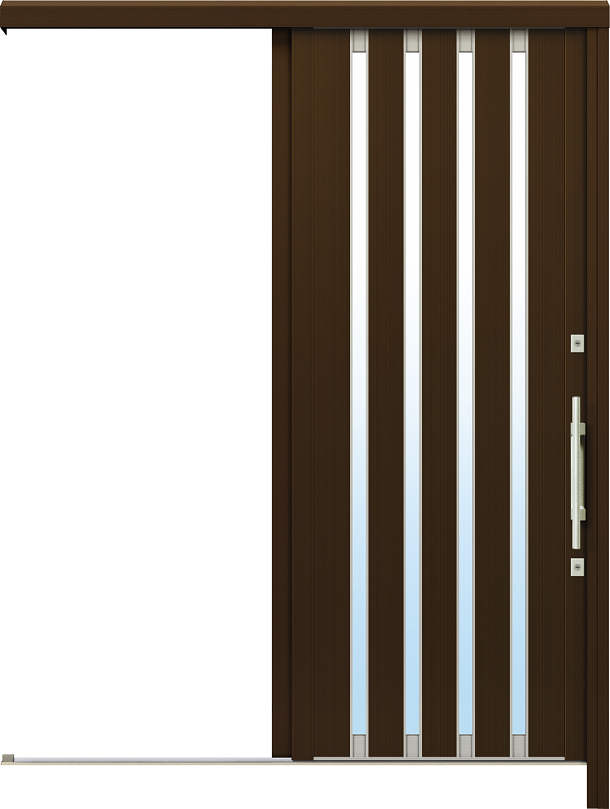 かんたんドアリモ アウトセット玄関引戸 片引込み戸（袖無） 外額縁（小） 現代和風 C02 B1 外側バーハンドル（シルバー）