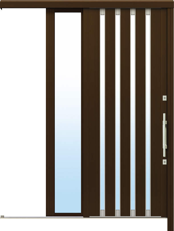 かんたんドアリモ アウトセット玄関引戸 片引込み戸（袖付） 外額縁（小） 現代和風 C02 B1 外側バーハンドル（シルバー）