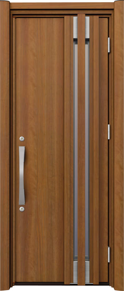 ノバリス　リフォーム玄関ドア　断熱仕様　採風ドア　ランマ無片開きドア　Ｈ１１　オレンジチェリー（ＪＣ）　ハンドル：アーチタイプ（シルバー）