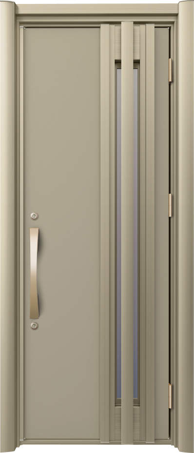 ノバリス　リフォーム玄関ドア　断熱仕様　採風ドア　ランマ無片開きドア　Ｈ１１　シャンパングレイ（ＵＣ）　ハンドル：アーチタイプ（ゴールド）
