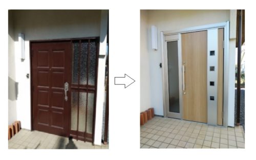 茨城県県西　木製玄関ドアをリフォーム